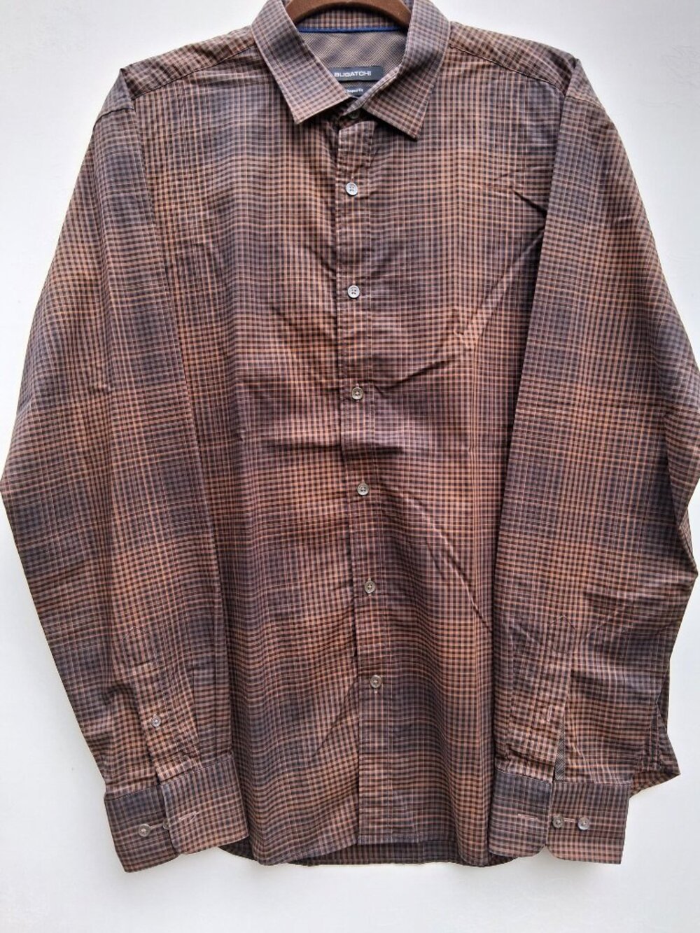 Bugatchi Shaped Fit men's button-down shirt, brown (size L)